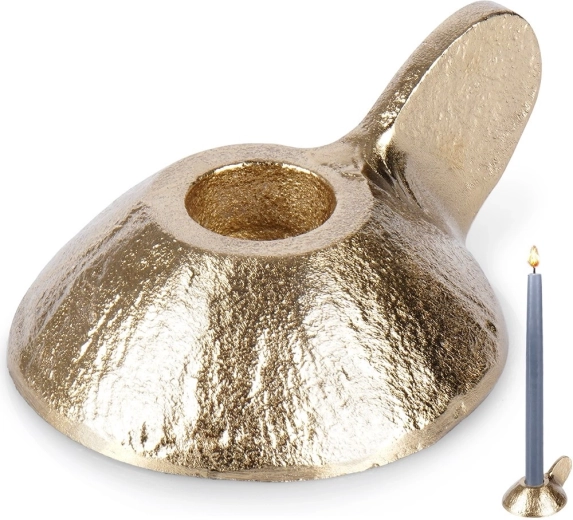 Zlatý hliníkový svietnik na dlhú sviečku Home Styling Collection