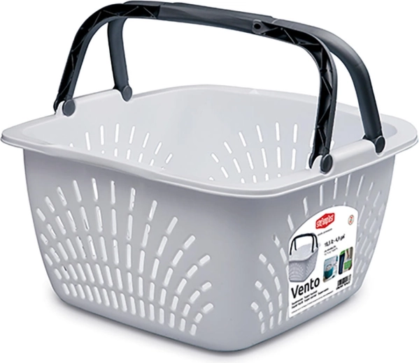 Plastový nákupný košík Vento s 2 držadlami, 18,5 l, nosnosť 15 kg