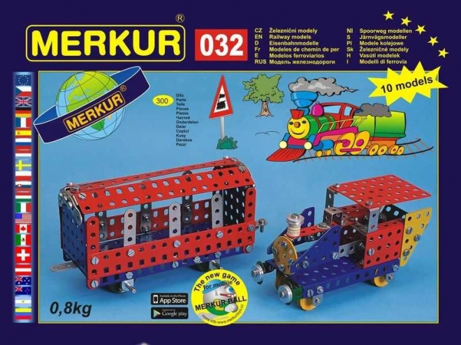 Stavebnica Merkur 032 – železničné modely, 10 modelov, 300 dielikov