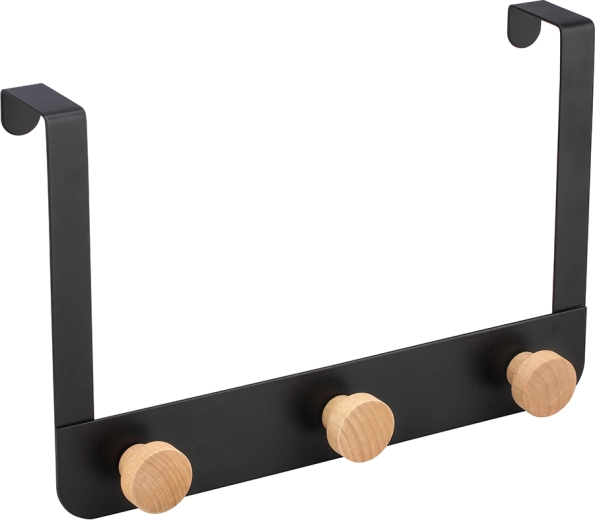 Trojitý vešiak na dvere z kovu a bambusu 30 × 2,5 × 20 cm