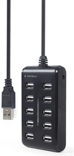 USB hub 2.0 s 10 portmi, čierny
