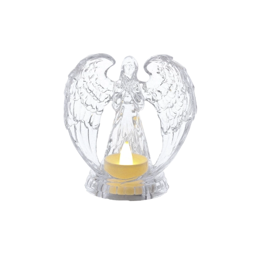LED sviečka Anjel transparentná 10,7 × 11,1 cm