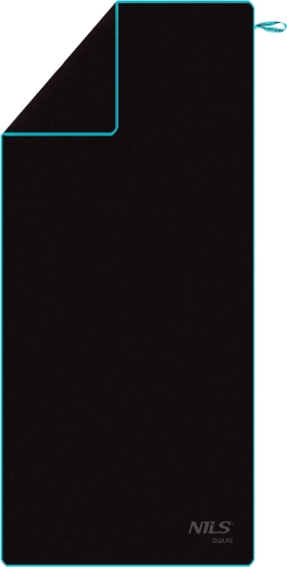 Rýchloschnúci uterák z mikrovlákna NILS aqua, čierny/modrý, 200 × 90 cm