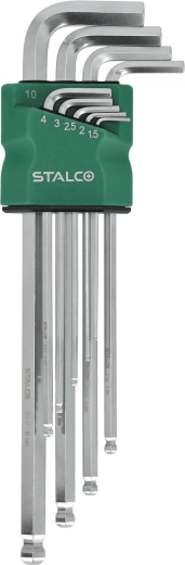 Stalco sada imbusových kľúčov HEX 1,5–10 mm, predĺžené s guľôčkou, 9 ks