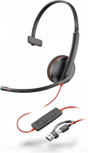 Jednostranné slúchadlá Poly Blackwire 3210 USB-C + USB-C/A