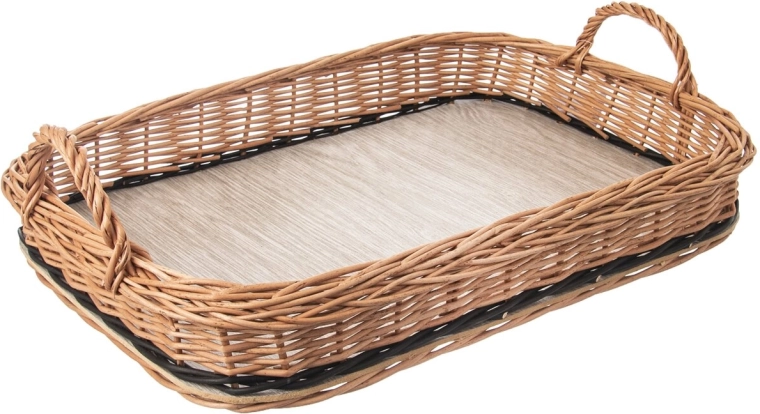Prútený servírovací podnos s uchami 46 × 31 cm