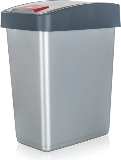 Výklopný odpadkový kôš 25 l, obdĺžnikový, plast, strieborná/sivá