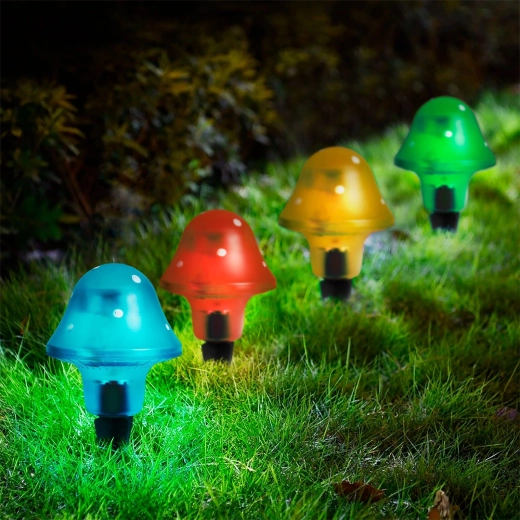 Solárna LED záhradná lampa v tvare hríbu - 1 kus