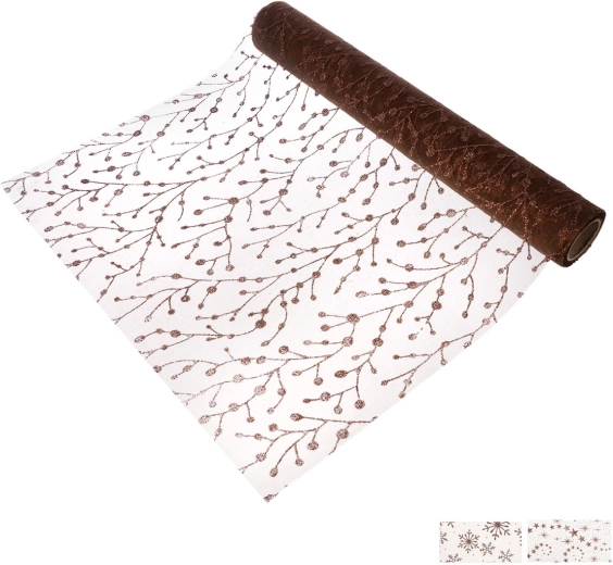Vianočný stolový behúň z polyamidu 500 × 30 cm hnedý mix