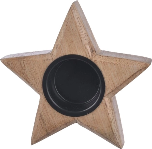 Svietnik z mangového dreva v tvare hviezdy 12,5 cm
