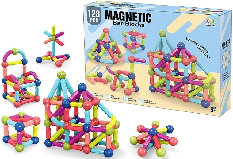 Magnetická stavebnica 3D 128 ks