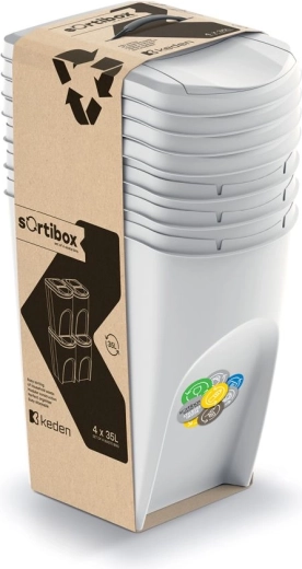 Súprava 4 odpadkových košov Sortibox 4×35 l – popolavo sivá