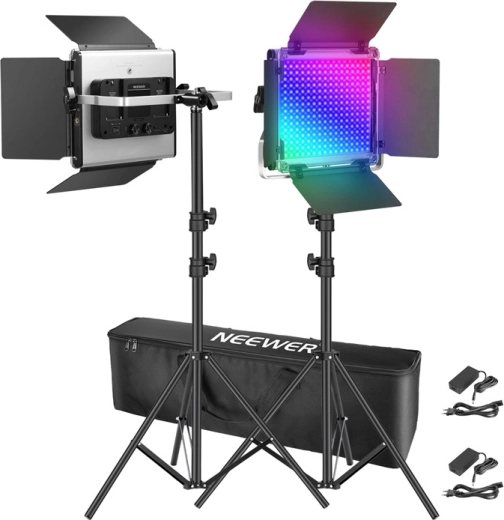 Neewer 2×660 pro ii rgb led svetlá so statívmi 200 cm