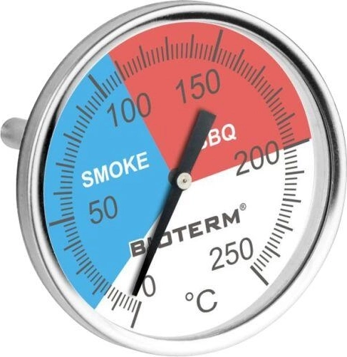Teplomer do údiarne a grilu 2v1, 0–250 °C z nehrdzavejúcej ocele