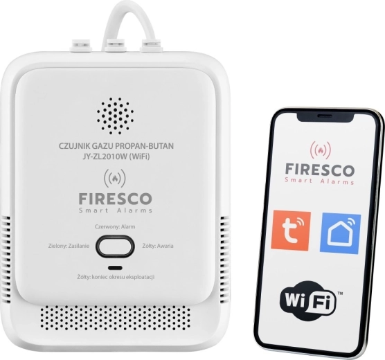 Firesco Wi‑Fi detektor plynu LPG (propán a propán‑bután) Tuya/Smart Life