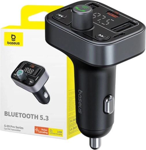 Baseus S-09 Pro Bluetooth FM vysielač do auta čierny
