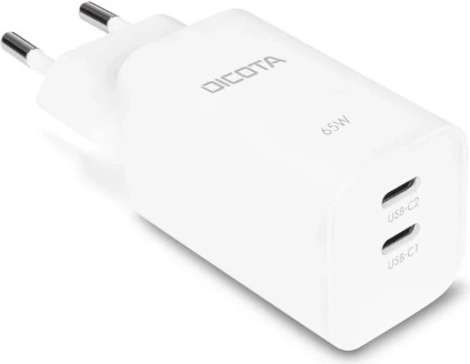 Biela GaN nabíjačka 65 W s 2× USB‑C (EU)