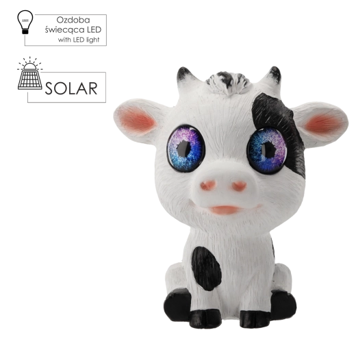 Záhradná figúrka kravy so solárnym LED osvetlením 25 × 17,5 × 27,5 cm