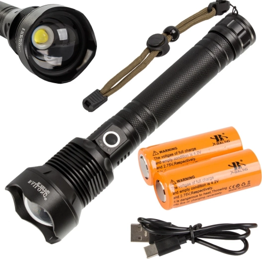 Vojenská taktická baterka s led Cree XHP160 a funkciou zoom