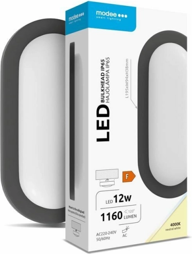 Modee LED oválne nástenné/stropné svietidlo 12 W 4000 K 1160 lm, čierne
