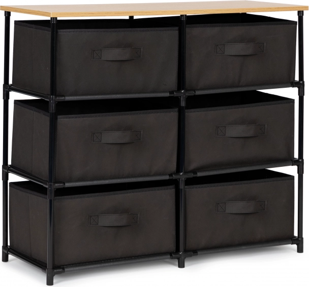 Textilna úložná skrinka so 6 zásuvkami, sivá