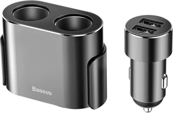 Baseus duálna rozdvojka do zapaľovača s nabíjačkou 2x USB 3,1 A, 100 W – čierna