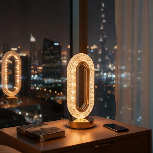 Zlatá nabíjateľná stolná lampa s nastaviteľnou teplotou svetla a jasom