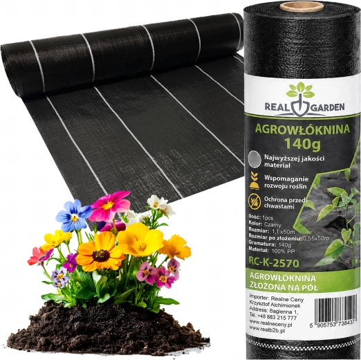 Čierna agrotextília proti burine 140 g/m² 1,1 × 50 m (UV)