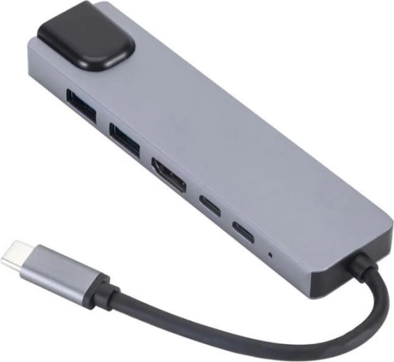 USB‑C hub 6v1 s HDMI 4K, LAN a PD 55 W