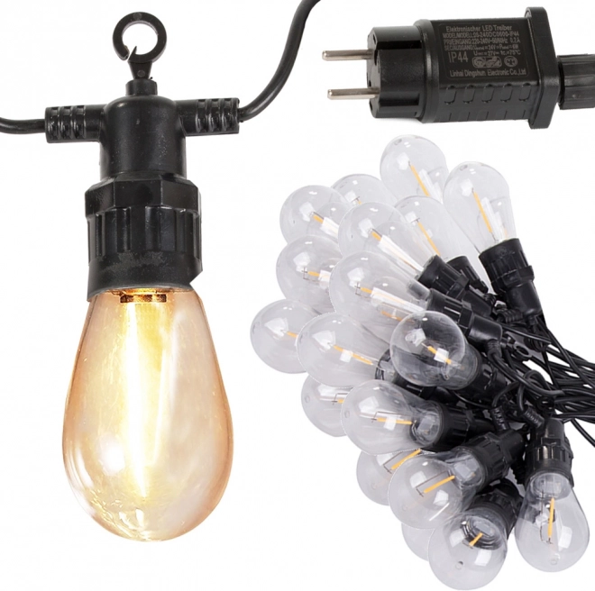 Záhradná svetelná girlanda 20 LED, teplá biela, 20 m, IP44