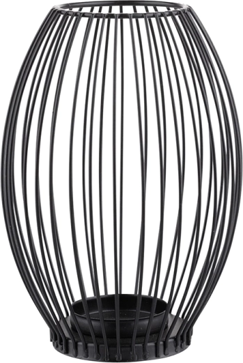 Kovový svietnik s priečkovým (okienkovým) dizajnom, čierny 23 cm