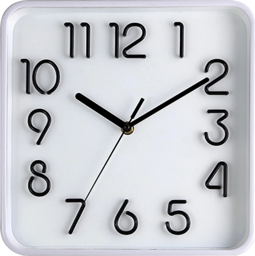 Nástenné hodiny 25,3 × 25,3 cm s 3D ciferníkom – biely rám