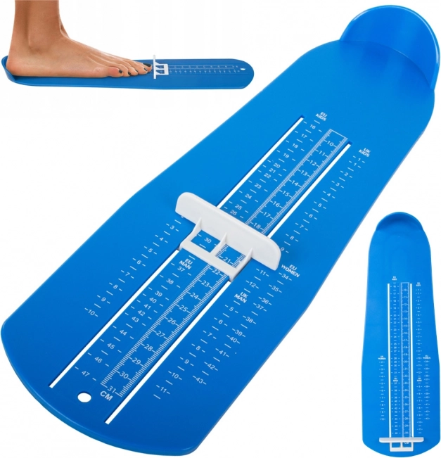 Modrý merač veľkosti topánok