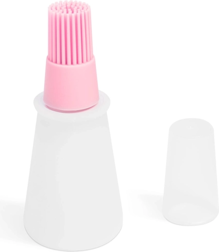 Silikónový štetec na olej s nádržkou 60 ml ružový