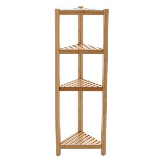 Bambusový rohový regál so 4 policami 34 × 34 × 99 cm