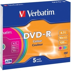 Verbatim DVD-R Colour 4,7 GB 16× tenký obal - 5 ks