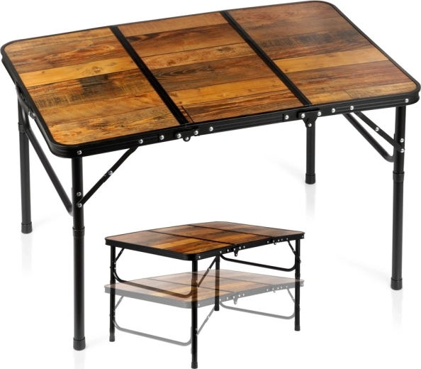 Skladací turistický stôl Vilde 2v1 s nastaviteľnou výškou 90 × 60 cm