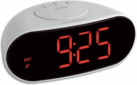 Digitálny rádiom riadený budík TFA so svietiacimi číslicami, biely