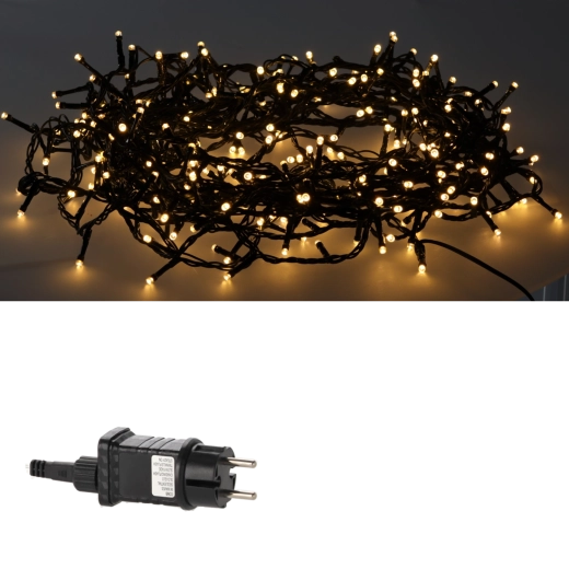 Svetelná reťaz LED s 1000 diódami, teplá biela so studeným flash efektom, 50 m