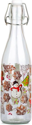 Sklenená fľaša s klipovým uzáverom TORO 260 ml – motív perníčkov