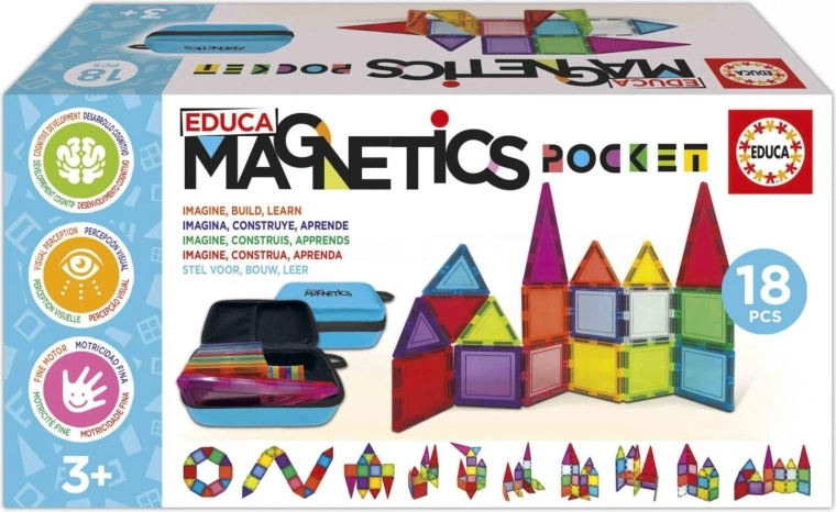 Educa magnetická stavebnica Magnetics v puzdre, 18 dielikov