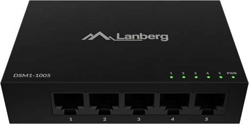 Neriadený gigabitový desktopový switch 5× RJ‑45, kovové šasi, 12 V