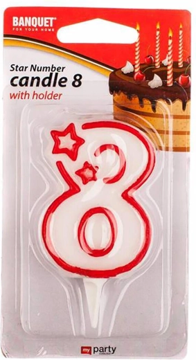 Narodeninová sviečka číslo 8 MY PARTY 7 × 4,5 cm