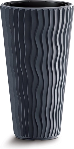 Kvetináč Prosperplast Sandy slim s vložkou 39 cm antracitový