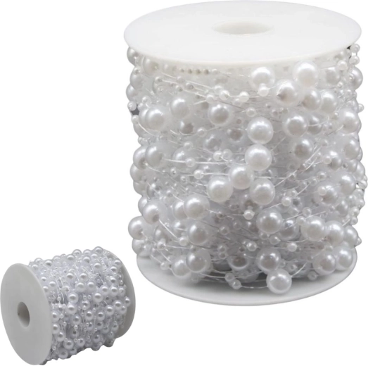 Perlová girlanda biele perly na vianočný stromček 5m