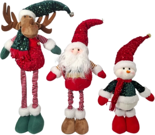 Vianočný maskot s teleskopickými nohami – Santa, sob alebo snehuliak
