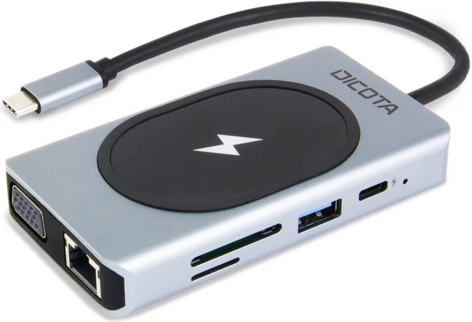 DICOTA USB‑C 10v1 hub s bezdrôtovým nabíjaním 4K a PD 100 W