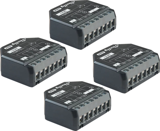 Sada 4 ovládačov shelly 2pm gen4 pre žalúzie a spotrebiče zigbee/matter