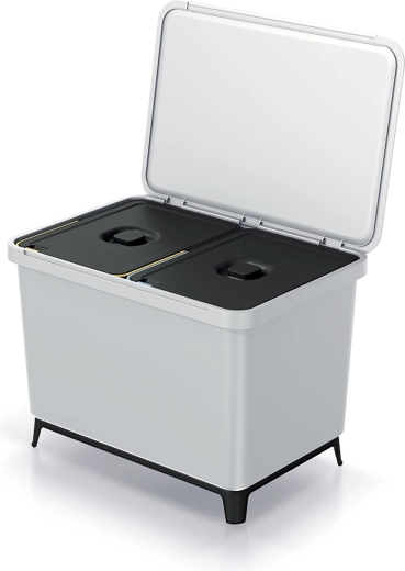 Triediaci odpadkový kôš Systema 2×23 l popolavo sivý