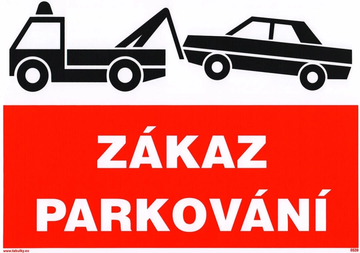 Samolepiaca tabuľka – zákaz parkovania A4 (210 × 297 mm)